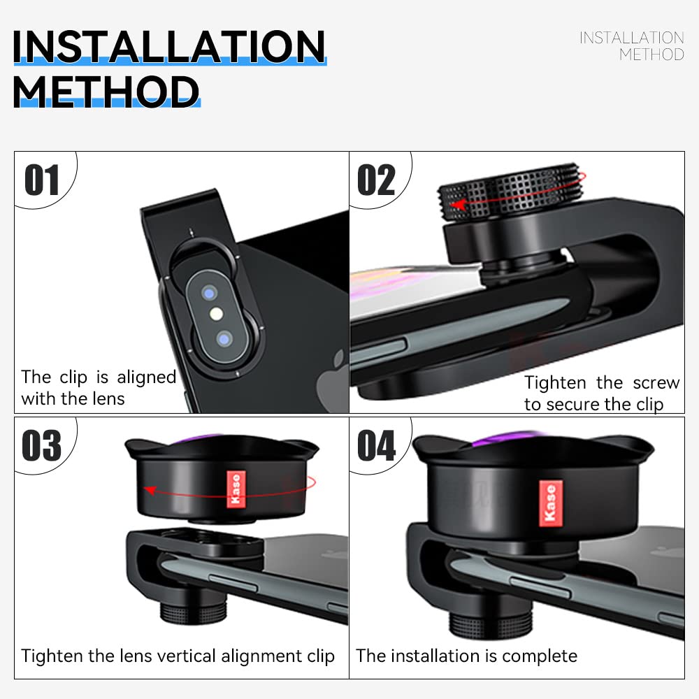 Kase 12mm 122° Wide Angle Lens for iPhone 7/8/11 Pro/XS/XR/12 Pro & Samsung - Universal Clip-on Phone Camera Lens for Architecture, Portraits, Live Streaming - Perfect for Travel Vlogging, Landscape Photography and Social Media Content Creation