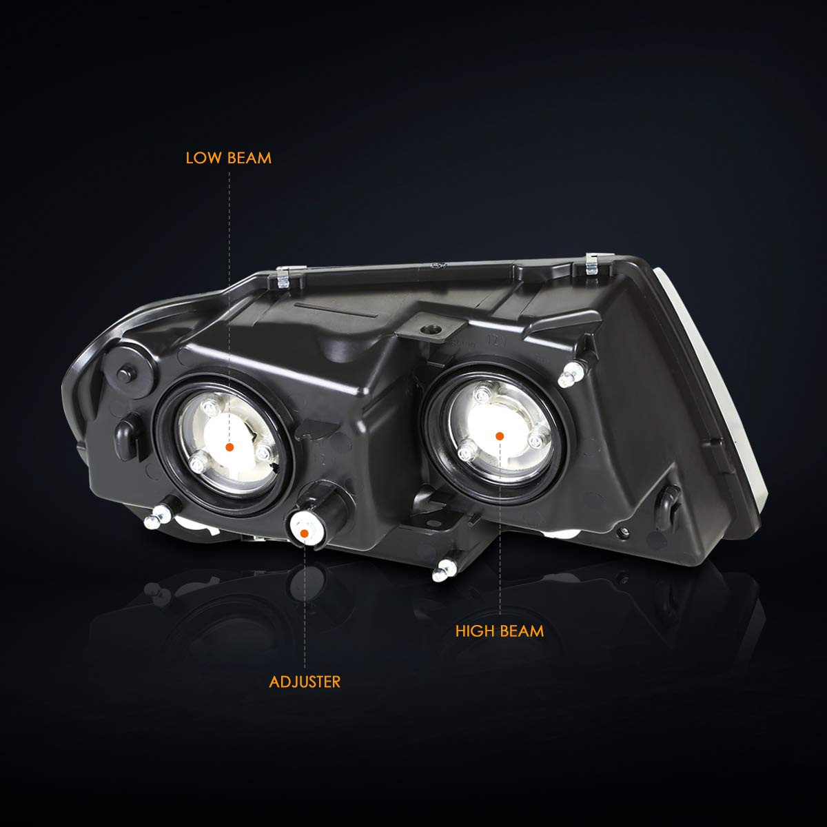 PM PERFORMOTOR Smoked Lens Headlight Assembly Set with Clear Corner - Compatible with 1999-2004 Jeep Grand Cherokee WJ - Upgrade for Night Driving & Off-Road Adventures