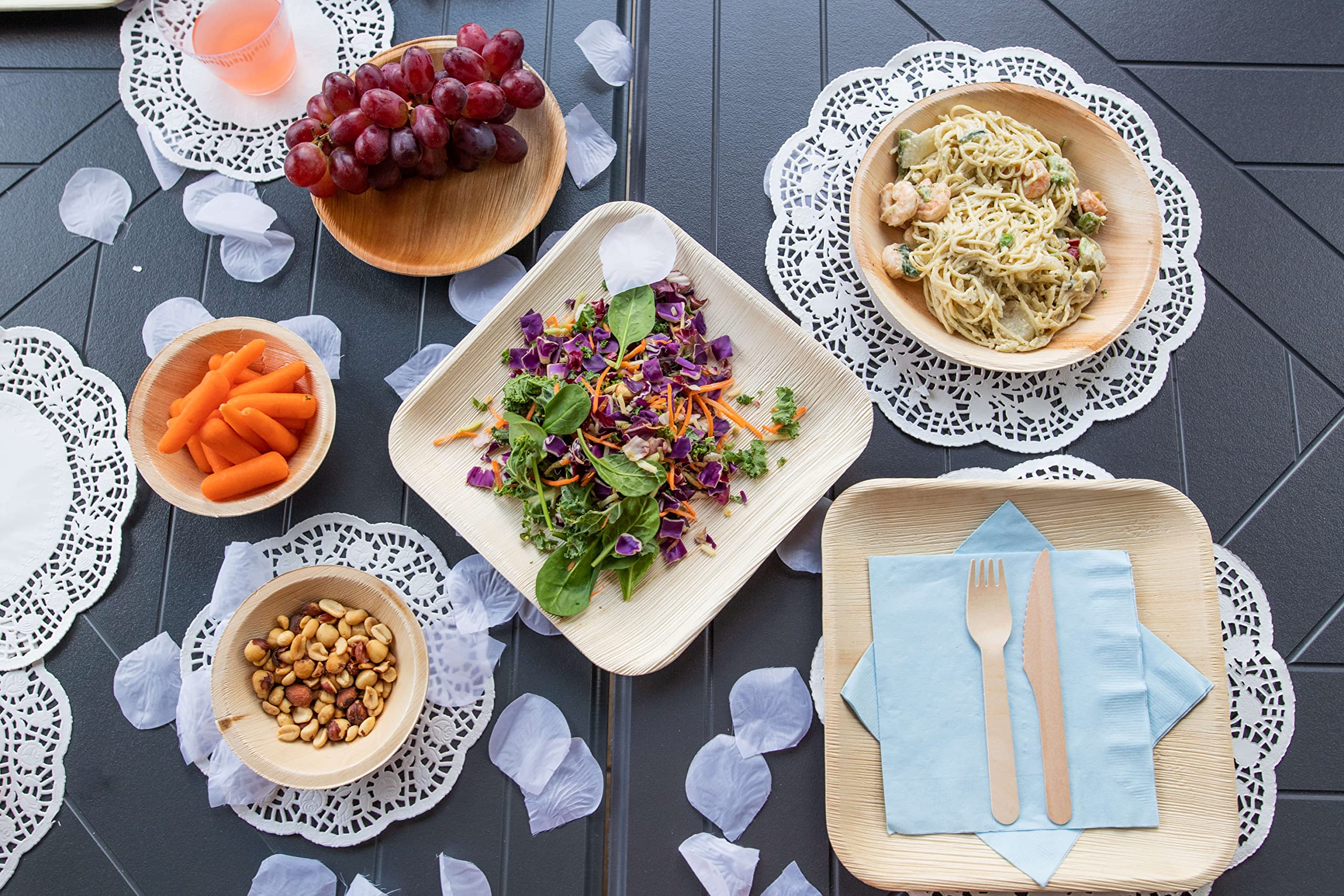 Eco-Friendly Raj Palm Leaf Plates [200-Pack] - Large Square Disposable Plates, Sturdy & Decorative Compostable Tableware for Weddings, Parties, Camping, BBQ, Picnic - Sustainable Alternative to Bamboo Plates for Indoor & Outdoor Dining