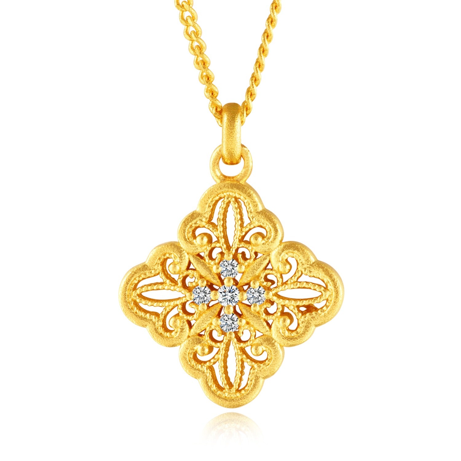 24K Gold Necklace with Real Diamond - Elegant Women's Jewelry Gift for Anniversary, Wedding & Special Occasions