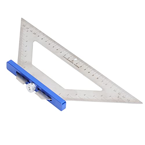 Stainless Steel Woodworking Triangle Ruler 140mm - Dual Scale Carpenter Square with Scribing Tool (Blue) | Perfect for DIY Projects, Carpentry, and Precision Measuring