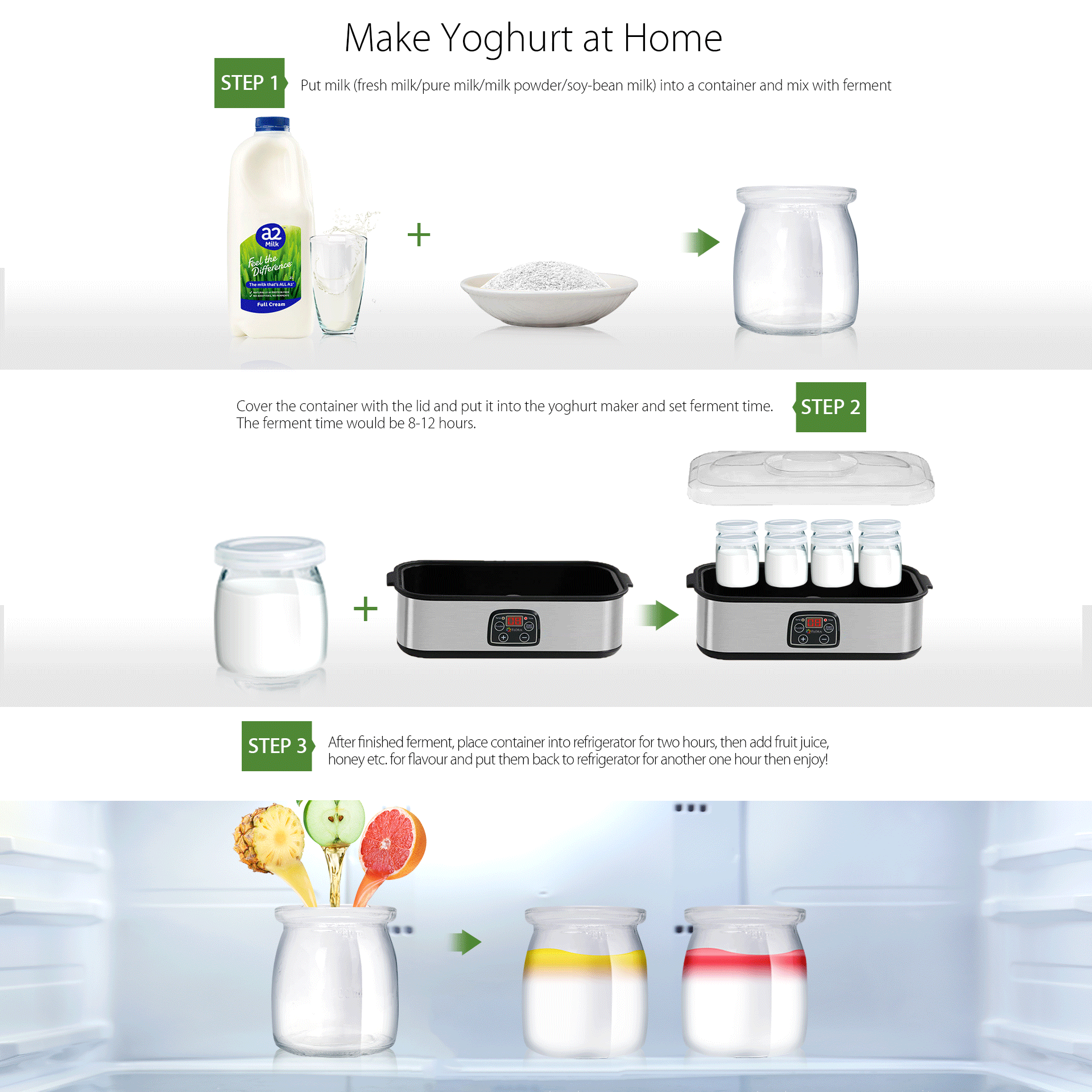 Electric Yogurt Maker Machine with 8 Glass Jars - Digital LCD Display & Temperature Control for Homemade Yogurt, Natto, Rice Wine & Curd - Perfect for Healthy Breakfast, Snacks & Fermented Foods (FL YME 816)