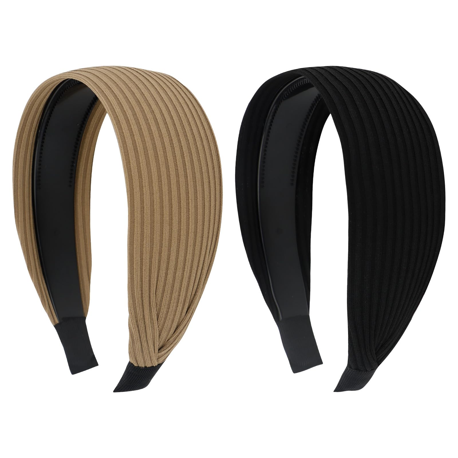 2 Pack Non-Slip Wide Headbands for Women with Teeth - Fashion Hair Accessories for Workouts, Yoga, Running & Everyday Styling