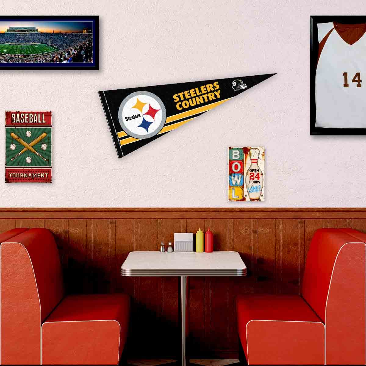 Pittsburgh Steelers Pennant Banner Flag - Official NFL Team Country Decor for Game Day, Tailgating & Fan Cave