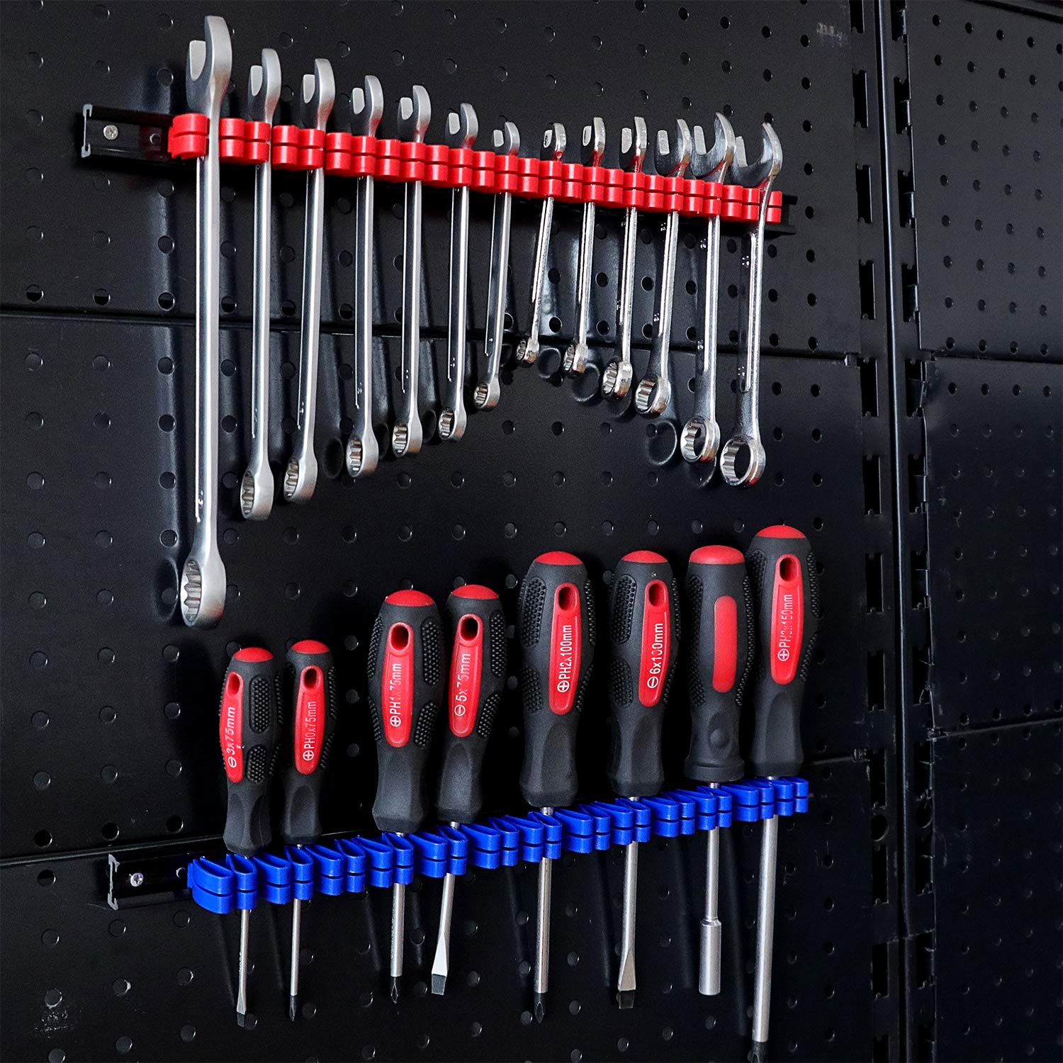 CASOMAN 6-Piece Screwdriver & Wrench Organizer Set - Heavy Duty Plastic Tool Holder with Clips for Garage, Workshop & DIY Projects - Perfect for Mechanics, Carpenters & Home Improvement