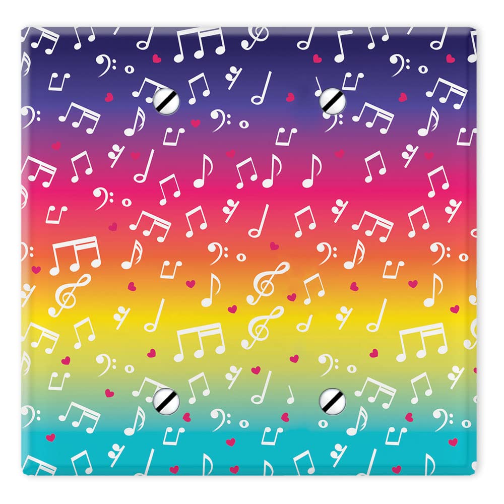 WIRESTER 2-Gang Blank Switch Plate Cover - Decorative Multicolor Music Design Wall Plate for Home & Office | Perfect for Bedrooms, Living Rooms, and Music Studios