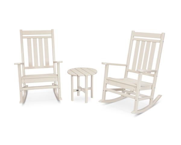 Polywood Estate 3-Piece Rocking Chair Set - Durable Outdoor Patio Furniture for Garden, Porch & Backyard Relaxation