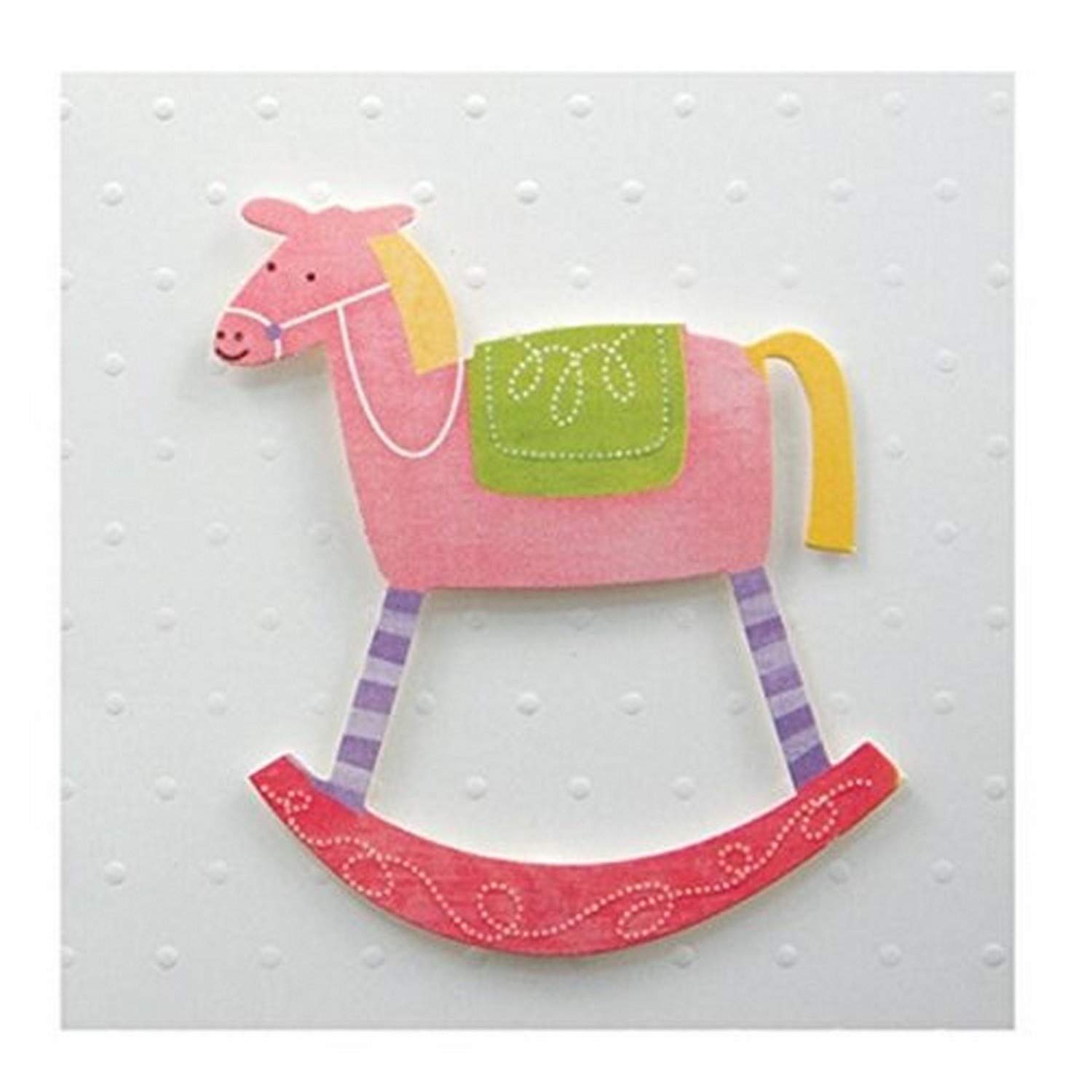 Karen Foster Design Pink Rocking Horse Gift Tag Card - 12 x 12 Inch - Perfect for Baby Showers, Birthday Gifts & Holiday Present Wrapping