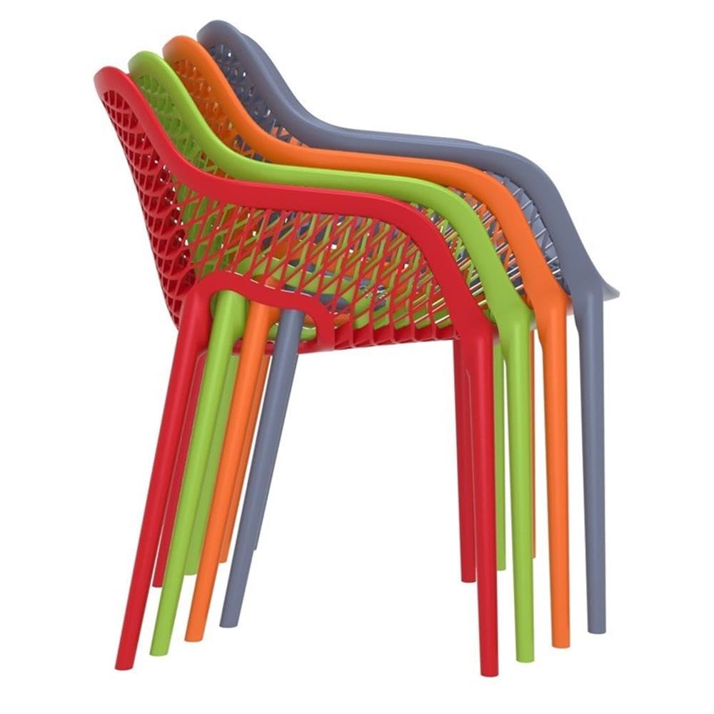 Compamia Air XL Outdoor Patio Dining Arm Chair - Weather-Resistant Red Plastic Chairs (Set of 2) for Backyard, Garden, Poolside & Restaurant Use