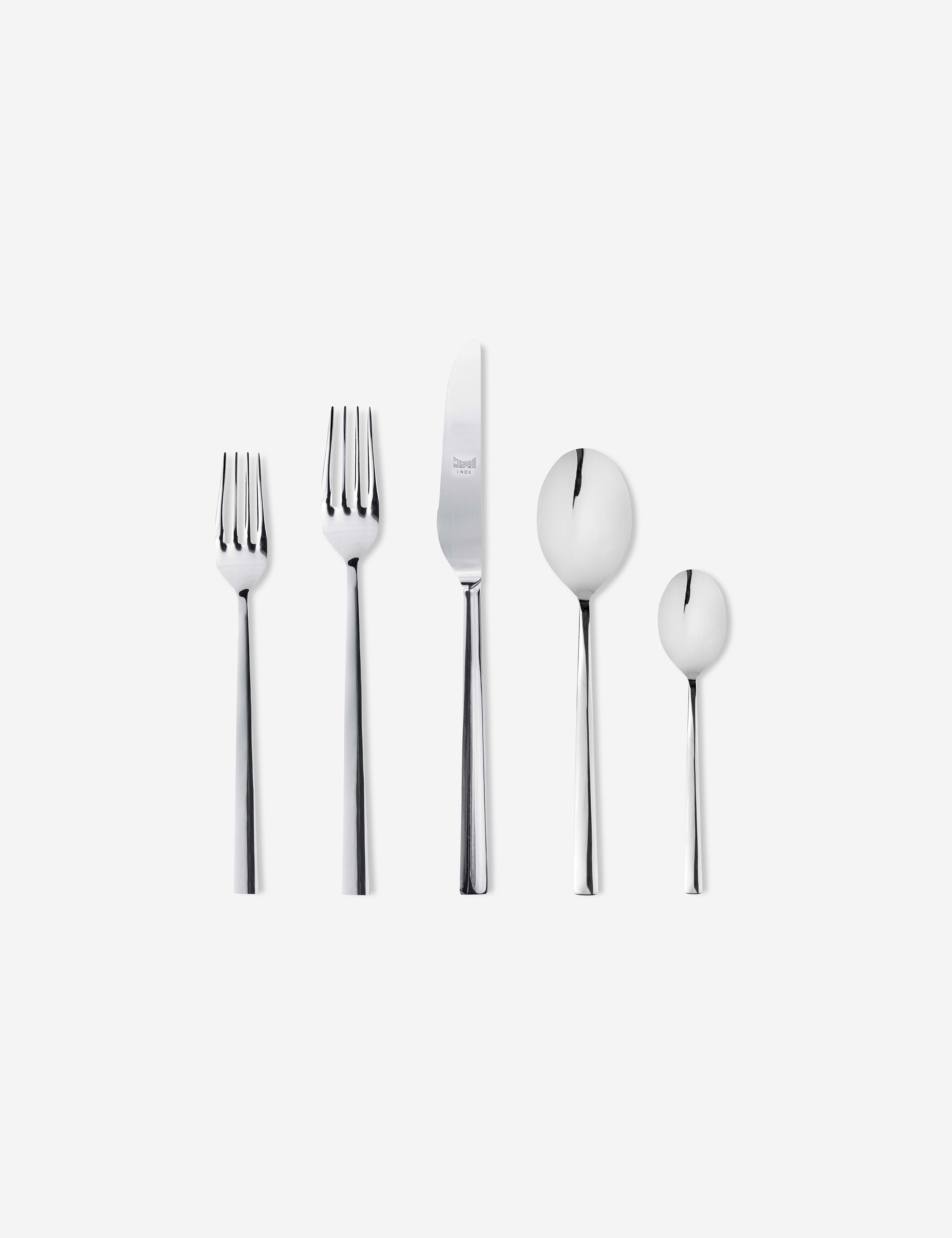Premium Mepra Atena 5-Piece Flatware Set - Stainless Steel Silverware for Everyday Dining, Wedding Registry & Formal Occasions
