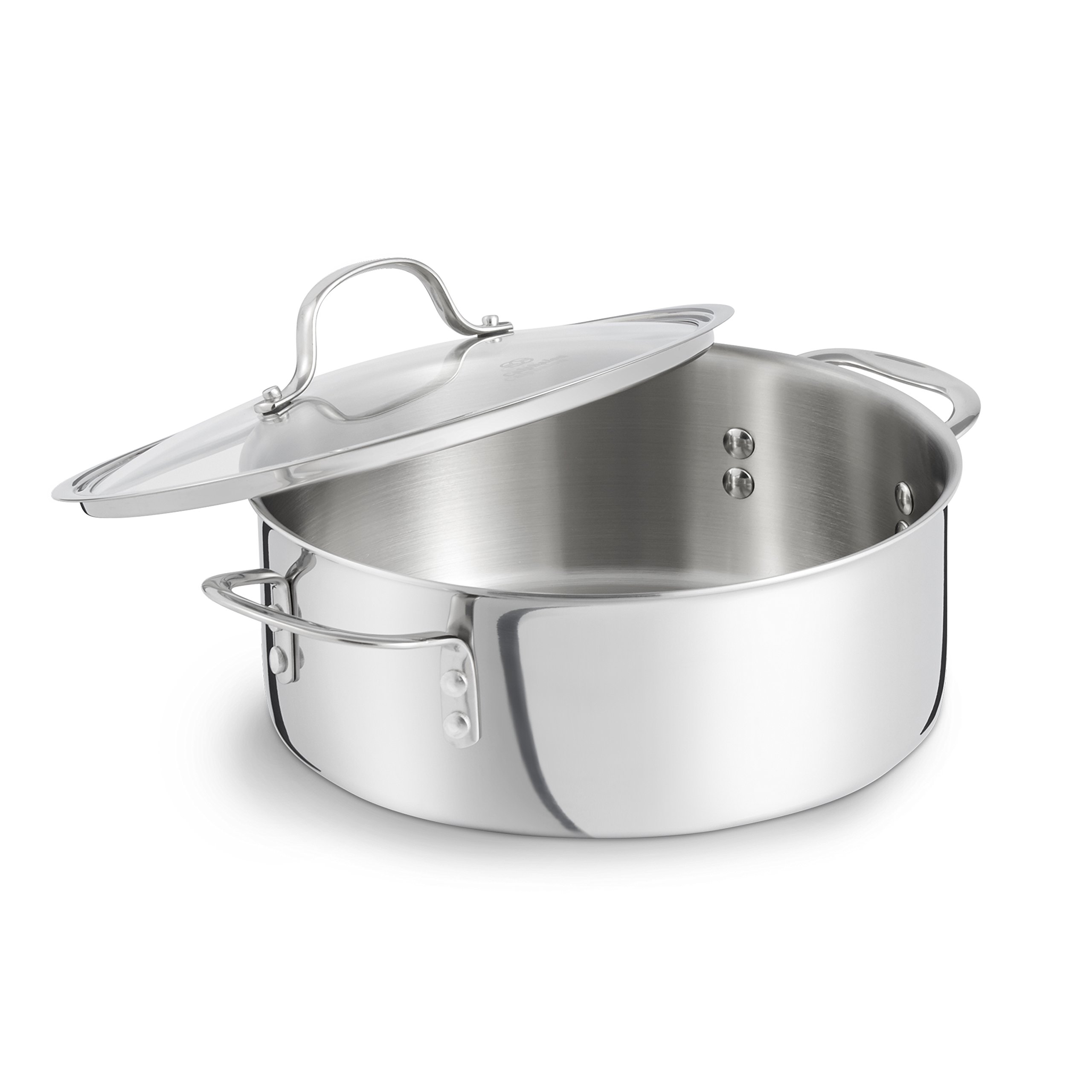 Calphalon Tri-Ply Stainless Steel Dutch Oven 5-Quart - Premium Kitchen Cookware for Braising, Stewing & Baking - Perfect for Soups, Casseroles & Family Meals