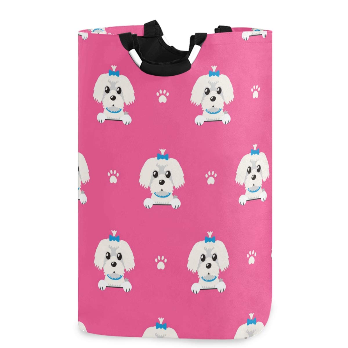 Emelivor Large Collapsible Laundry Basket with Handles - Cute Cartoon Dog Design in Kawaii Pink, Waterproof Laundry Hamper for Bedroom, Dorm & Home Organization | Perfect for Kids' Rooms & College Dorm Storage