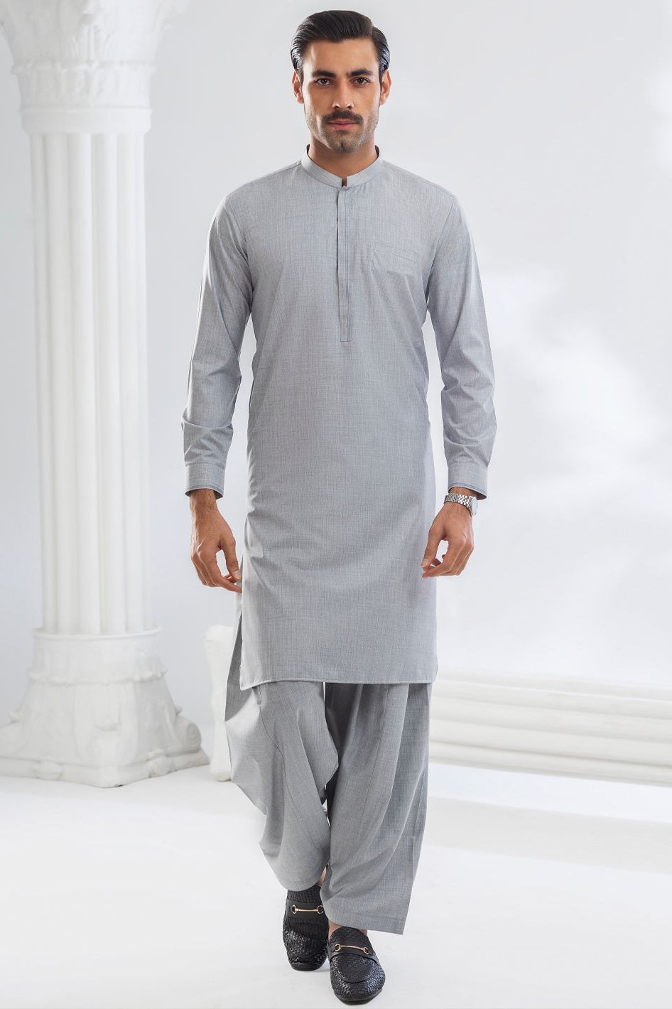 Premium Blended Grey Shalwar Kameez - Traditional Pakistani Outfit for Men & Women | Perfect for Weddings, Eid & Special Occasions