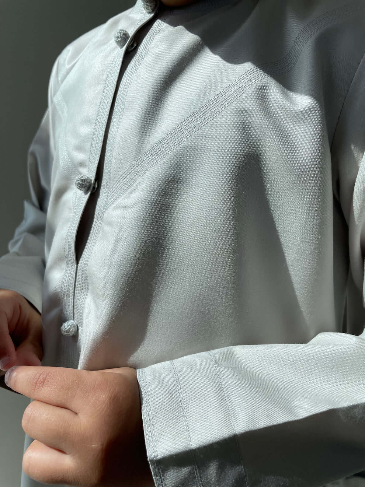 Light Green Boys Emirati Jubba Thobe for Kids - Traditional Arabic Islamic Outfit for Eid, Wedding & Special Occasions