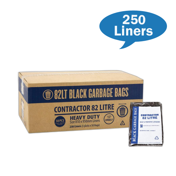 Heavy Duty 82Lt Black Trash Bags for Contractors - Extra Thick Garbage Bags for Construction Sites, Workshops & Home Use