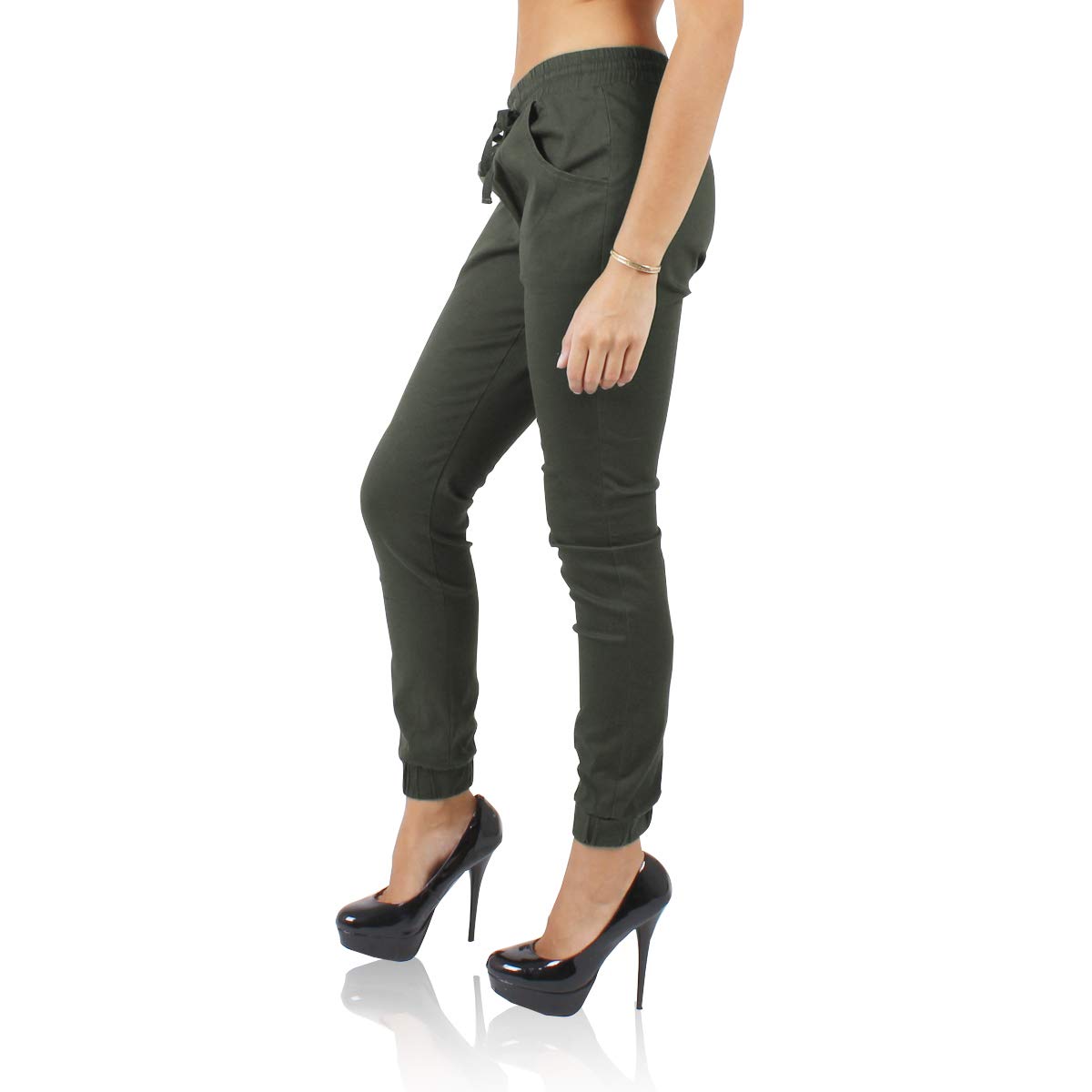 Red Fox Women's Twill Jogger Pants - Ultra-Stretch Slim Fit Casual Pants with Pockets | Comfy Lounge & Workout Pants for Everyday Wear