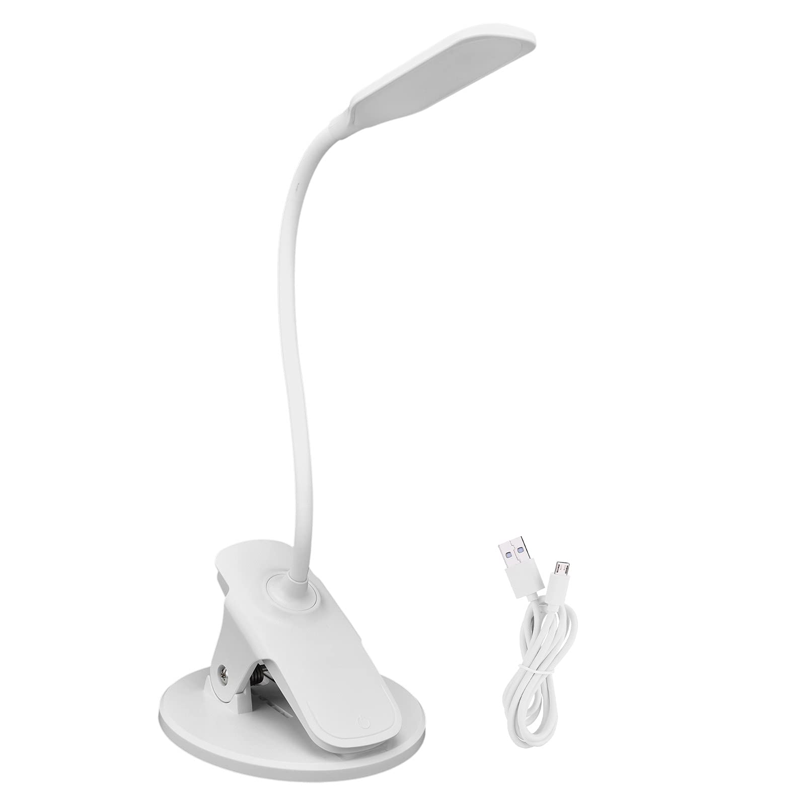 360° Adjustable LED Desk Lamp with USB Power & Touch Control - Eye-Caring Foldable Goose Neck Reading Light for Office, Study, Dorm Room - Clip-On Night Light for Computer Work, Homework & Bedside Reading