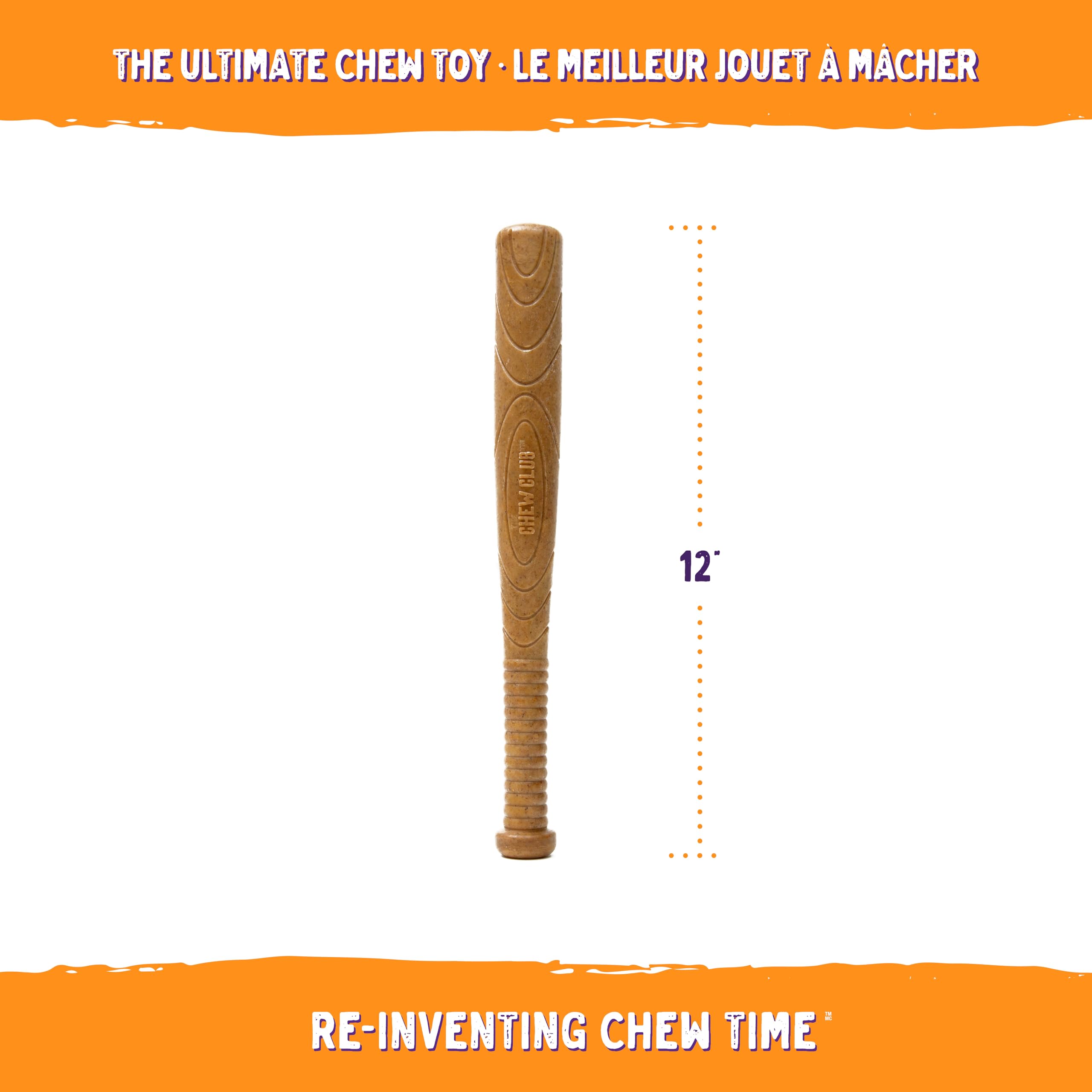 THE CHEW CLUB POWERBONE - Ultra Durable Baseball Bat Dog Toy for Aggressive Chewers | Heavy-Duty Nylon & Bamboo Chew Toy for Large Dogs | Long-Lasting Teething Solution for Puppies and Adult Dogs | Perfect for Playtime, Training, and Anxiety Relief