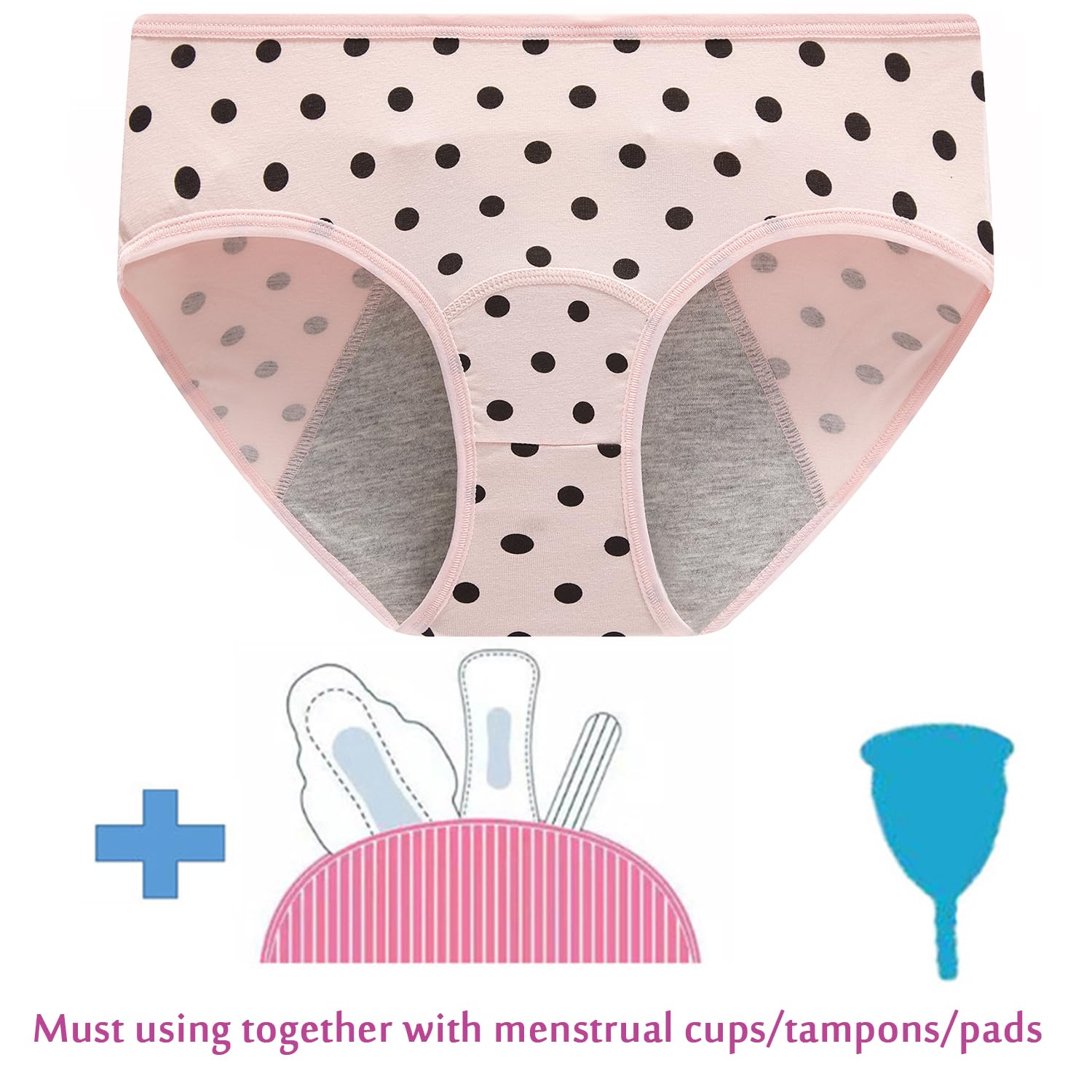 Teen Girls Period Underwear - Soft Cotton Briefs for Teens & Women | Comfortable Daily Wear