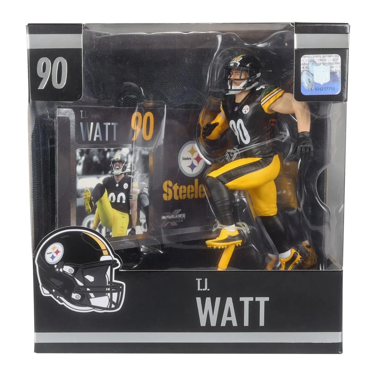 TJ Watt Pittsburgh Steelers NFL Black Jersey Posed Action Figure - 2024 SportsPicks Collectible for Fans, Game Room Decor, and Football Memorabilia Display