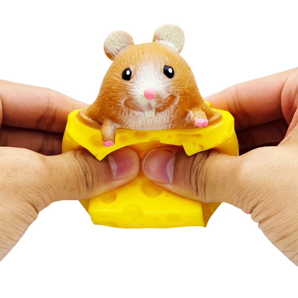 3PCS Cute Animal Squishy Toys - Stress Relief Fidget Toys for Kids & Adults with Anxiety, ADHD - Cheese Cup Mice & Squirrel Squeeze Sensory Toys - Perfect for Birthday Party Favors, Classroom Rewards, and Office Desk Stress Relief
