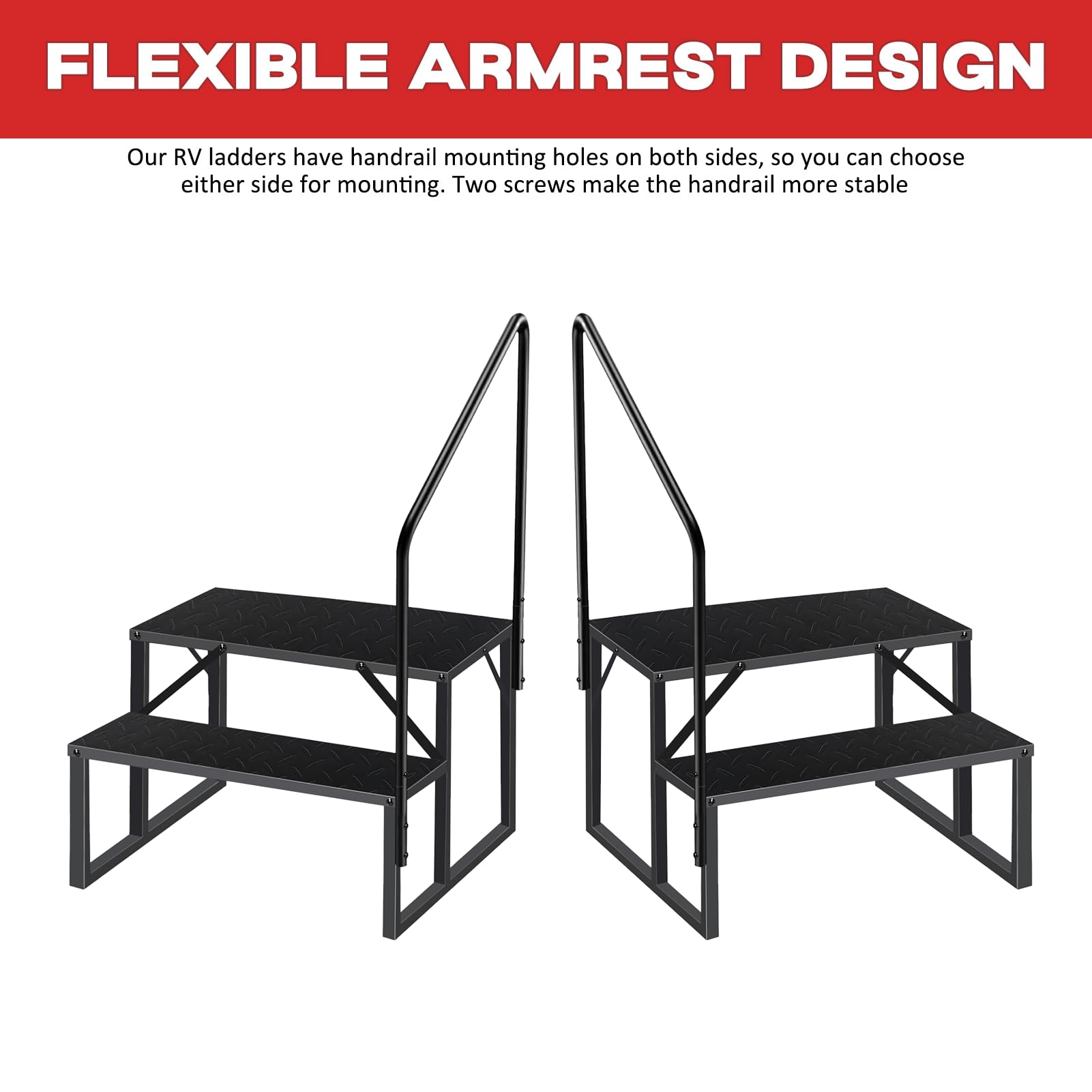 RV Steps with Handrail - 2 Step Anti-Slip Ladder 3.0 for Hot Tubs, Pools & Campers | Durable Outdoor Stairs for Safe Entry/Exit | Perfect for RV, Mobile Home & Above Ground Pool Safety