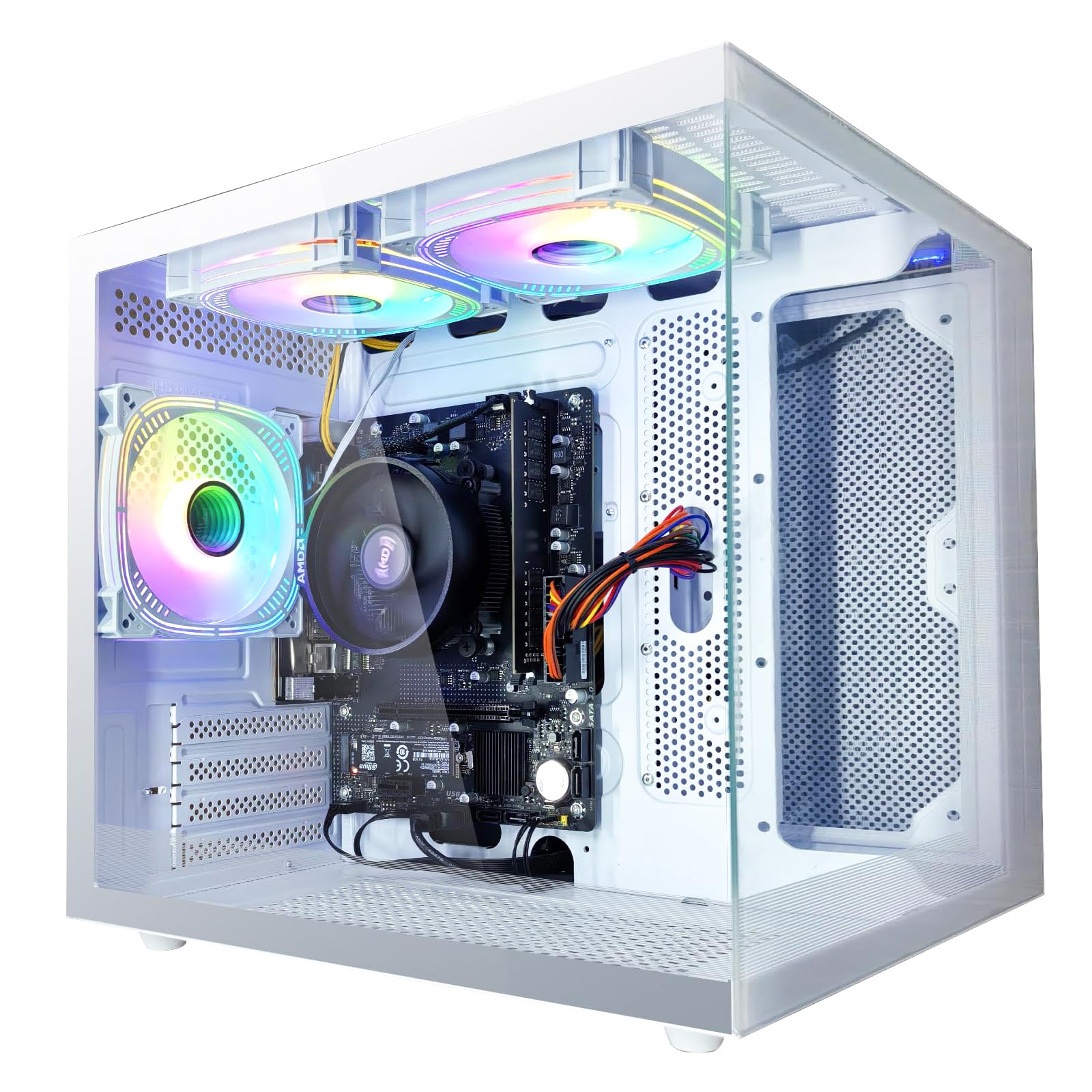 Intel 14th Gen i5-14400 Gaming Desktop PC - 10 Cores 16 Threads up to 4.7GHz, 32GB RAM, 1TB NVMe SSD, 650W PSU, RGB Fans, White | Perfect for Home Gaming, Streaming & Productivity Work