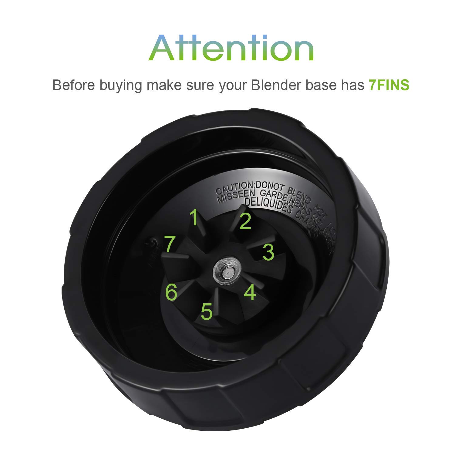7-Fins Extractor Blade Assembly with Rubber Gasket - Compatible with Nutri Ninja Blenders Auto iQ BL480 BL482 BL642 BL682 NN102 - High-Performance Blender Replacement Part for Smoothies, Juices & Food Prep