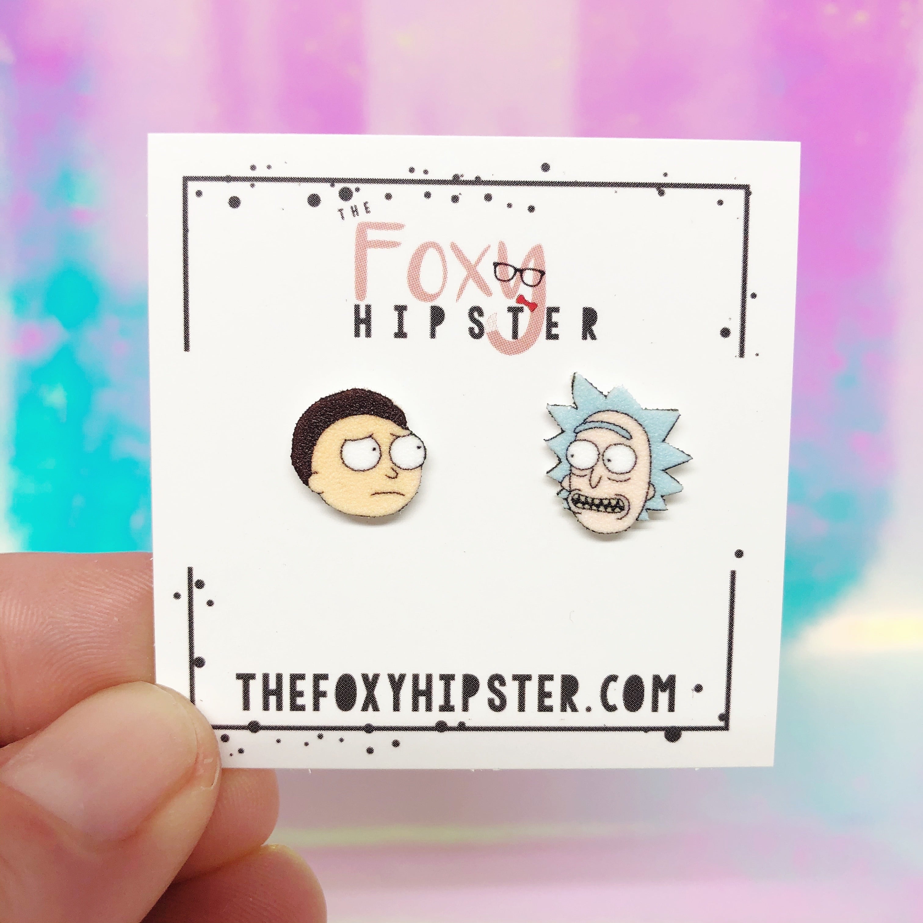 Rick and Morty Stud Earrings for Women & Men - Cartoon Character Small Hoop Earrings - Fun Gift for Fans, Cosplay & Everyday Wear