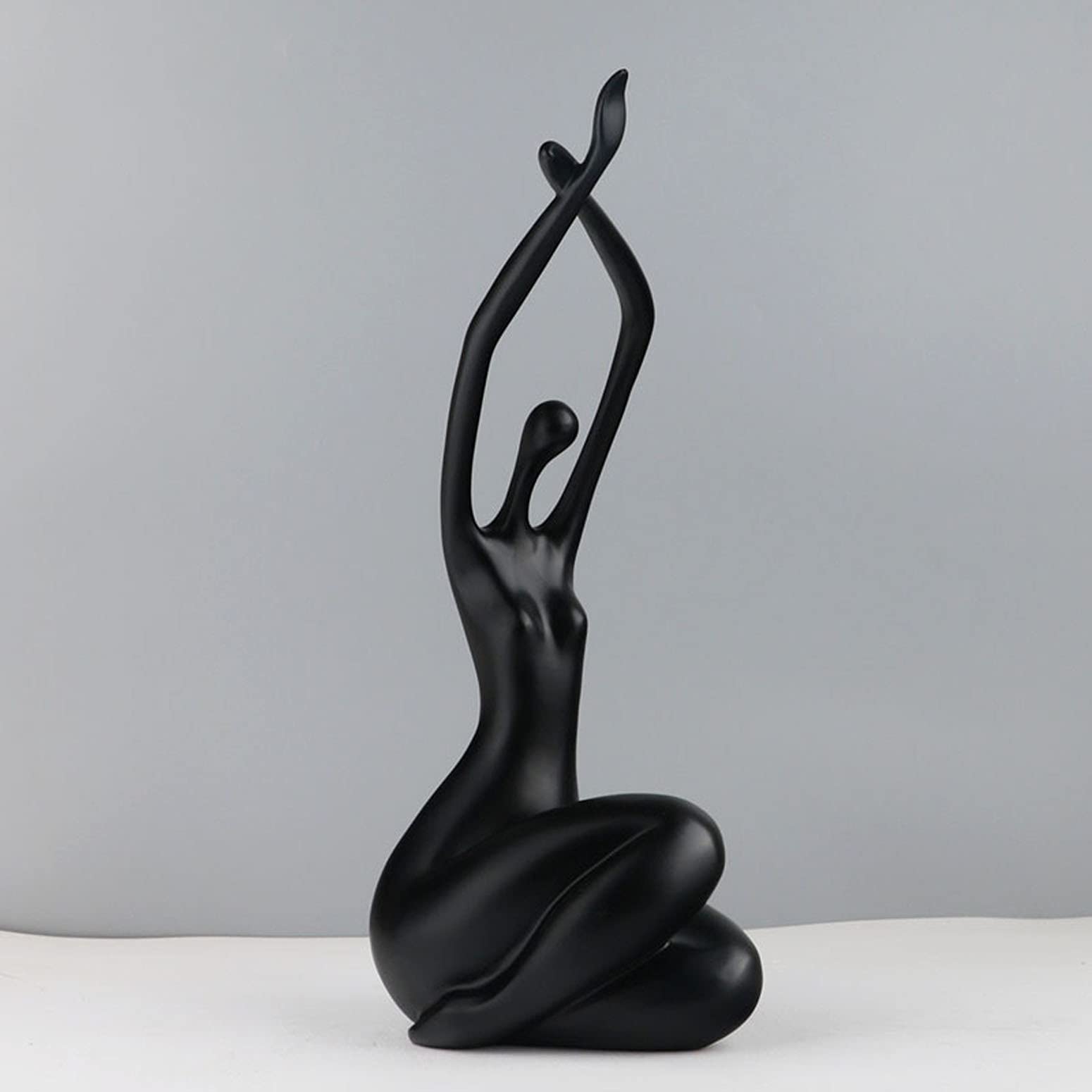Modern Abstract Woman Sculpture - Isabella Glass Art Bookshelf Decor for Living Room, Black Home Decor (12x15x34cm) | Perfect for Bookshelves, Coffee Tables & Office Desks