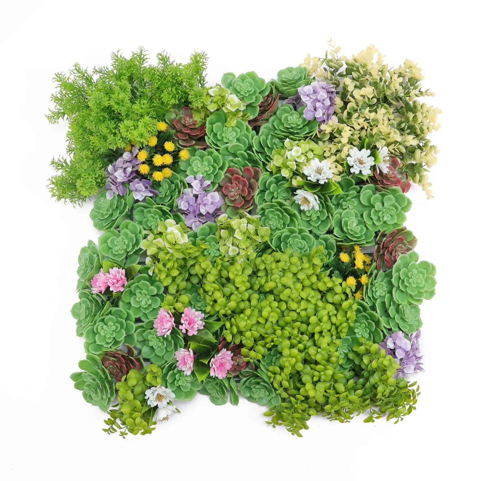 UV Resistant Artificial Dense Succulent Vertical Garden Panel - 50cm x 50cm Fake Plant Wall Decor for Indoor & Outdoor Spaces, Balcony, Office, and Home Decoration