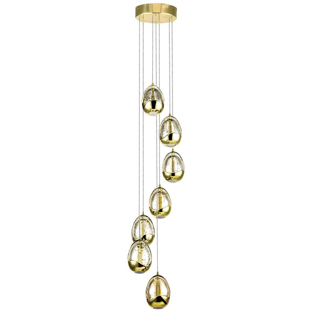 VONN Venezia 7-Light Gold LED Chandelier - Modern Crystal Ceiling Light Fixture for Dining Room, Living Room & Bedroom Lighting