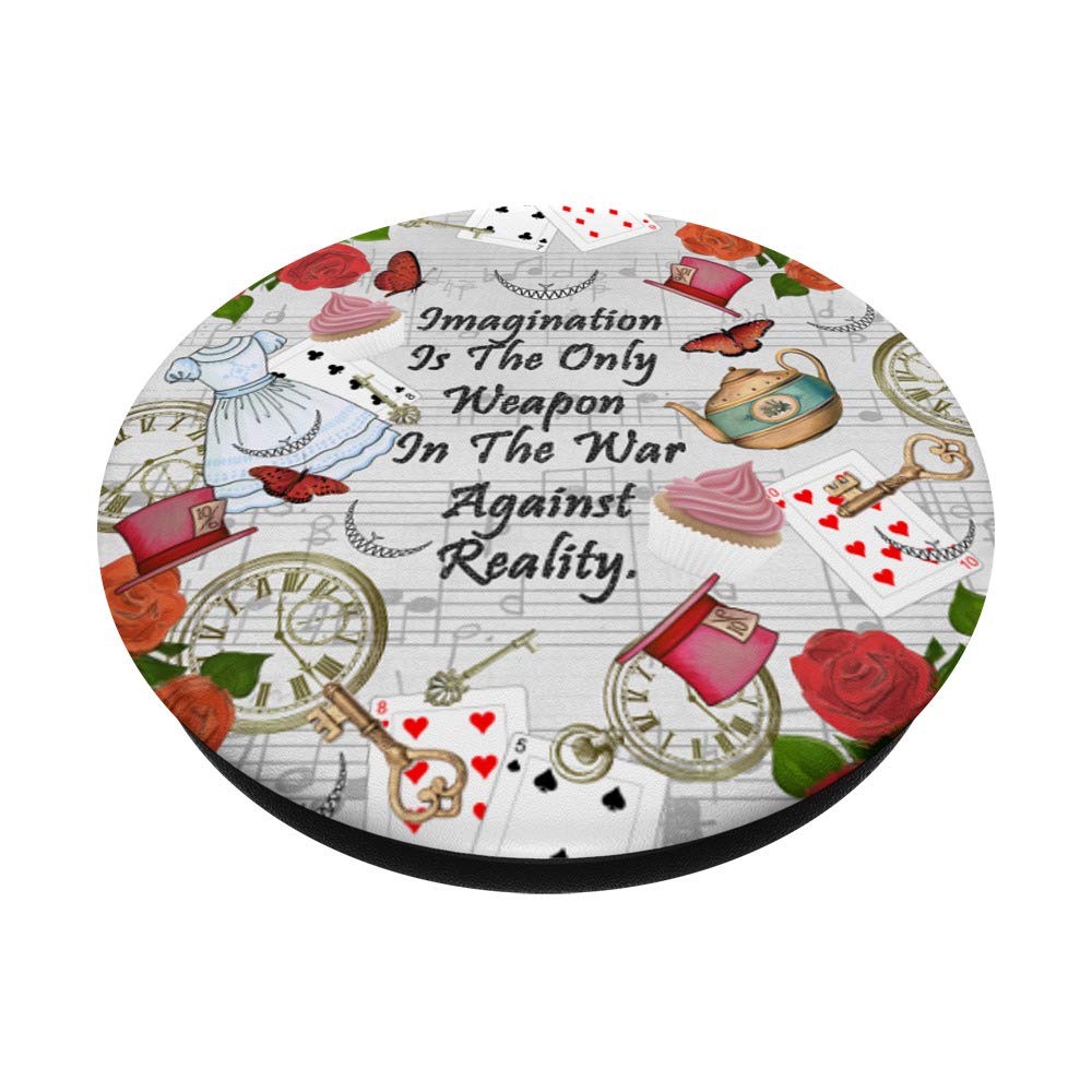 Alice In Wonderland Collage - Imagination Quote PopSockets PopGrip | Swappable Phone & Tablet Grip for iPhone, Samsung | Perfect for Reading, Gaming & Daily Use