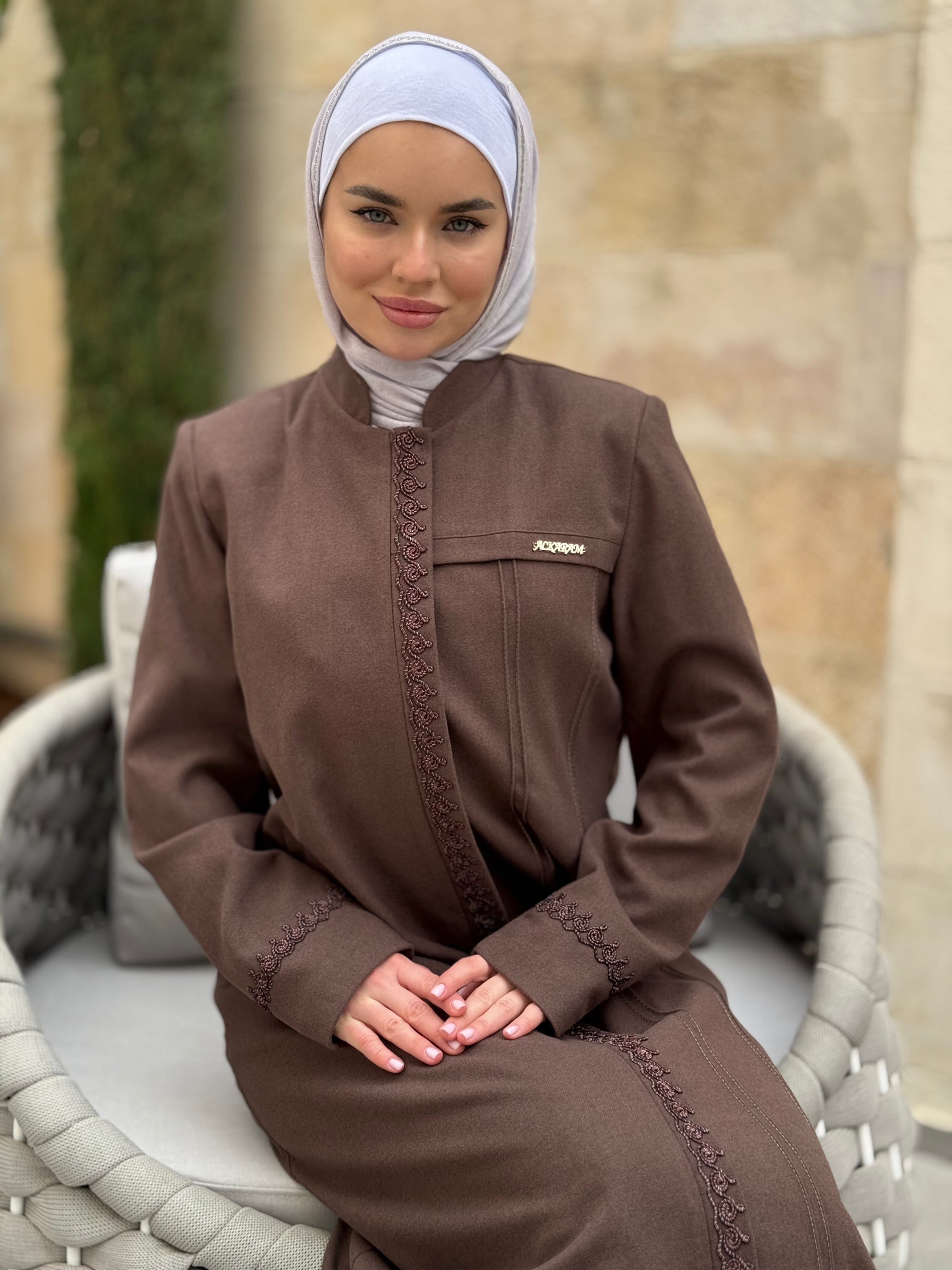 Embroidered Woolen Jilbab - Modest Islamic Abaya for Women | Perfect for Prayer, Mosque & Winter Wear