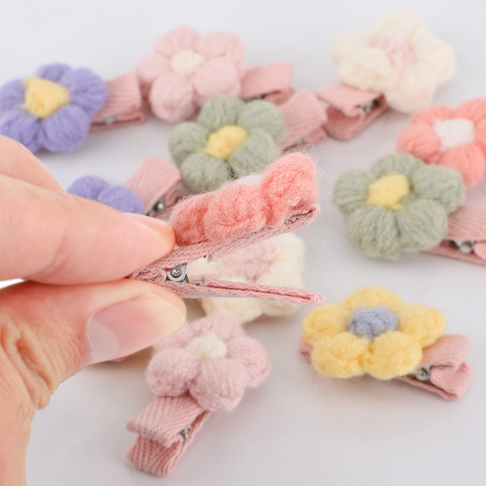 12PCS Baby Hair Clips Set - Soft Plush Flower Hairpins for Girls, Cute Hair Accessories for Toddlers & Infants - Perfect for Parties, Photos & Daily Styling