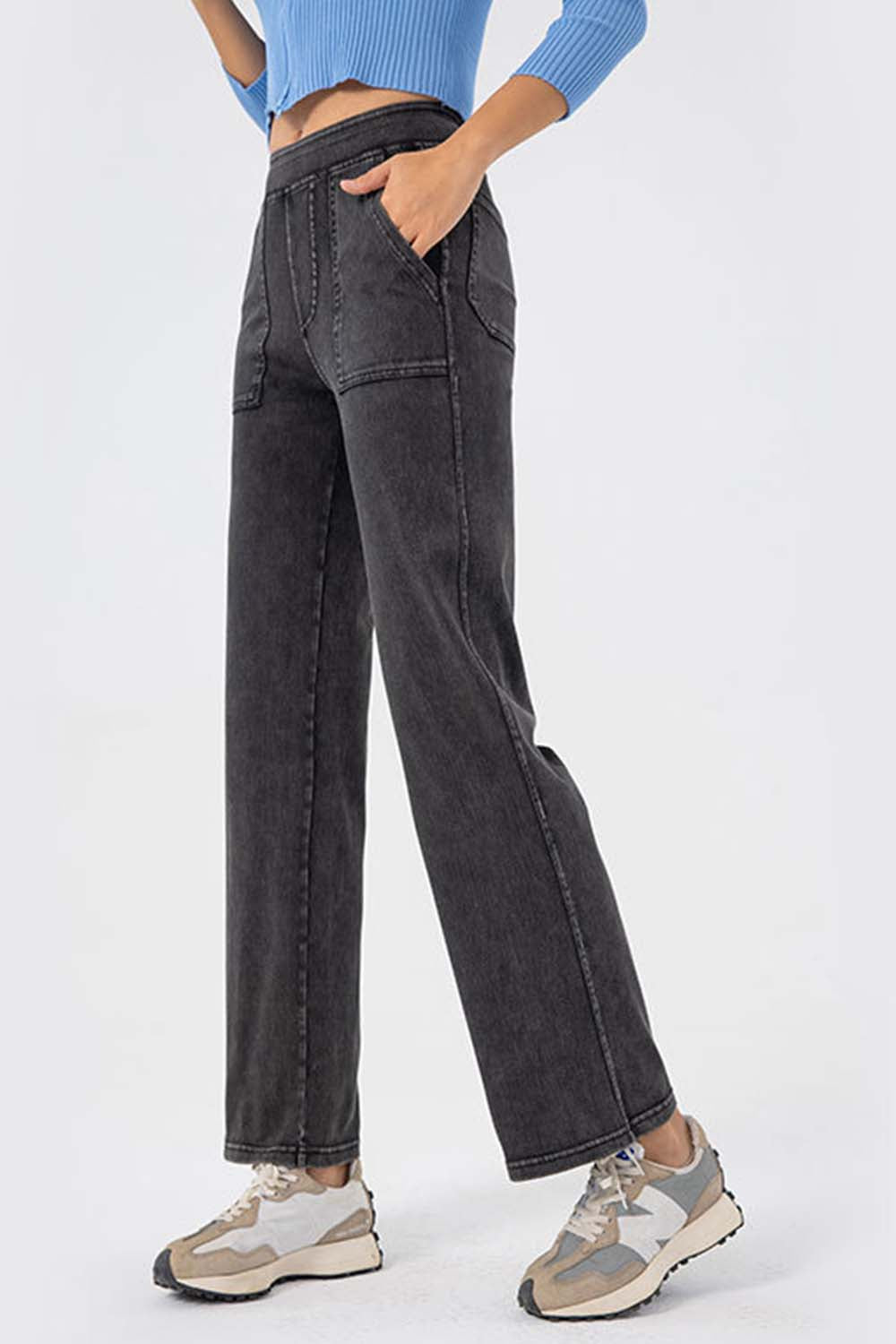 Women's High Waist Stretch Pocketed Long Jeans - Slim Fit Denim Pants for Casual Wear & Everyday Comfort