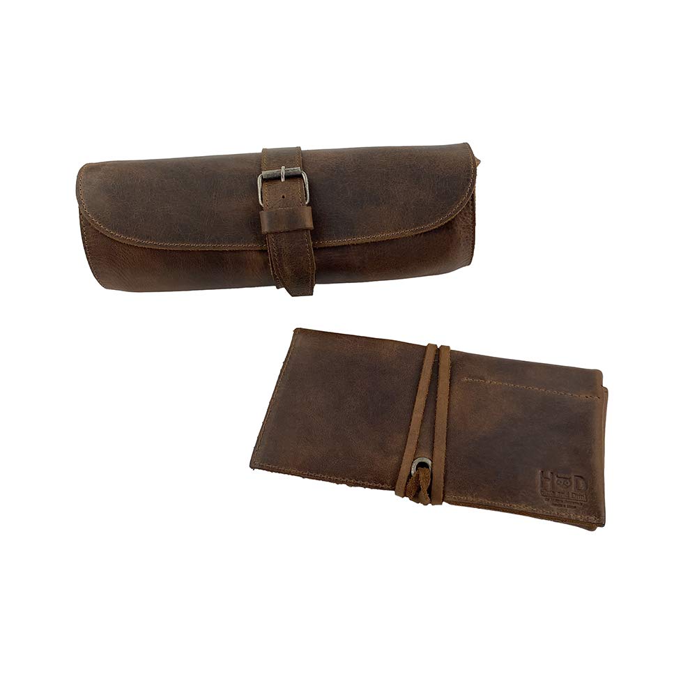 Hide & Drink Rustic Leather Travel Watch Organizer & Cylinder Watch Case - Handmade Leather Watch Storage for Men & Women - Perfect for Travel, Business Trips & Watch Collection Display