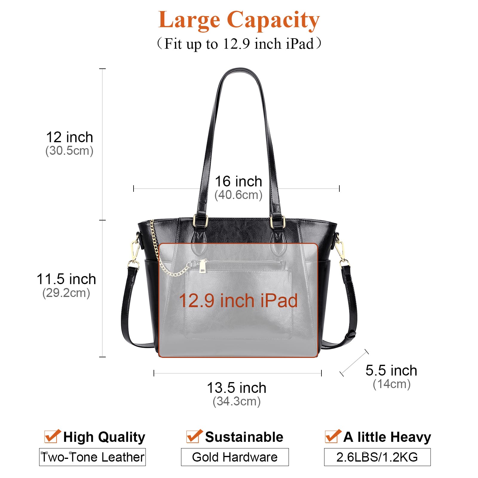 Premium Genuine Leather Tote Bags for Women - Stylish Shoulder Handbag Purse for Work, Travel & Everyday Use | Fashionable Ladies Accessory