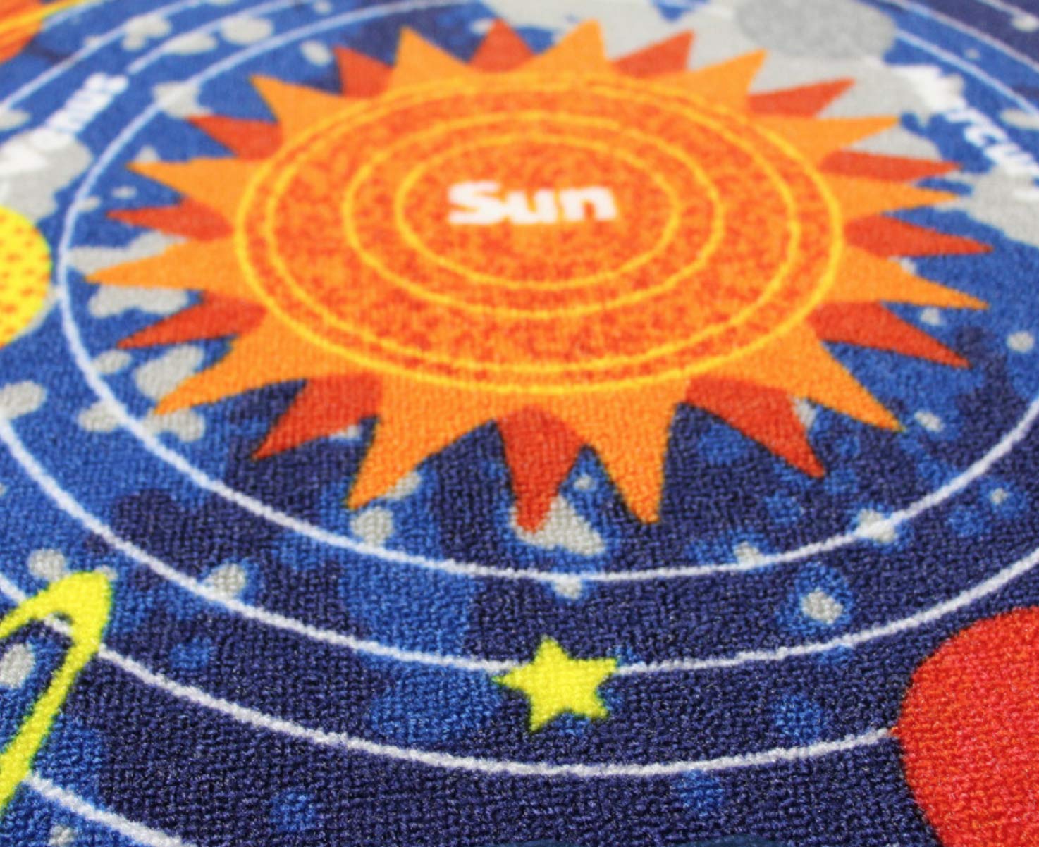 Blue Solar System Kids Educational Area Rug - Non-Slip Playroom & Nursery Carpet for Learning Planets (39