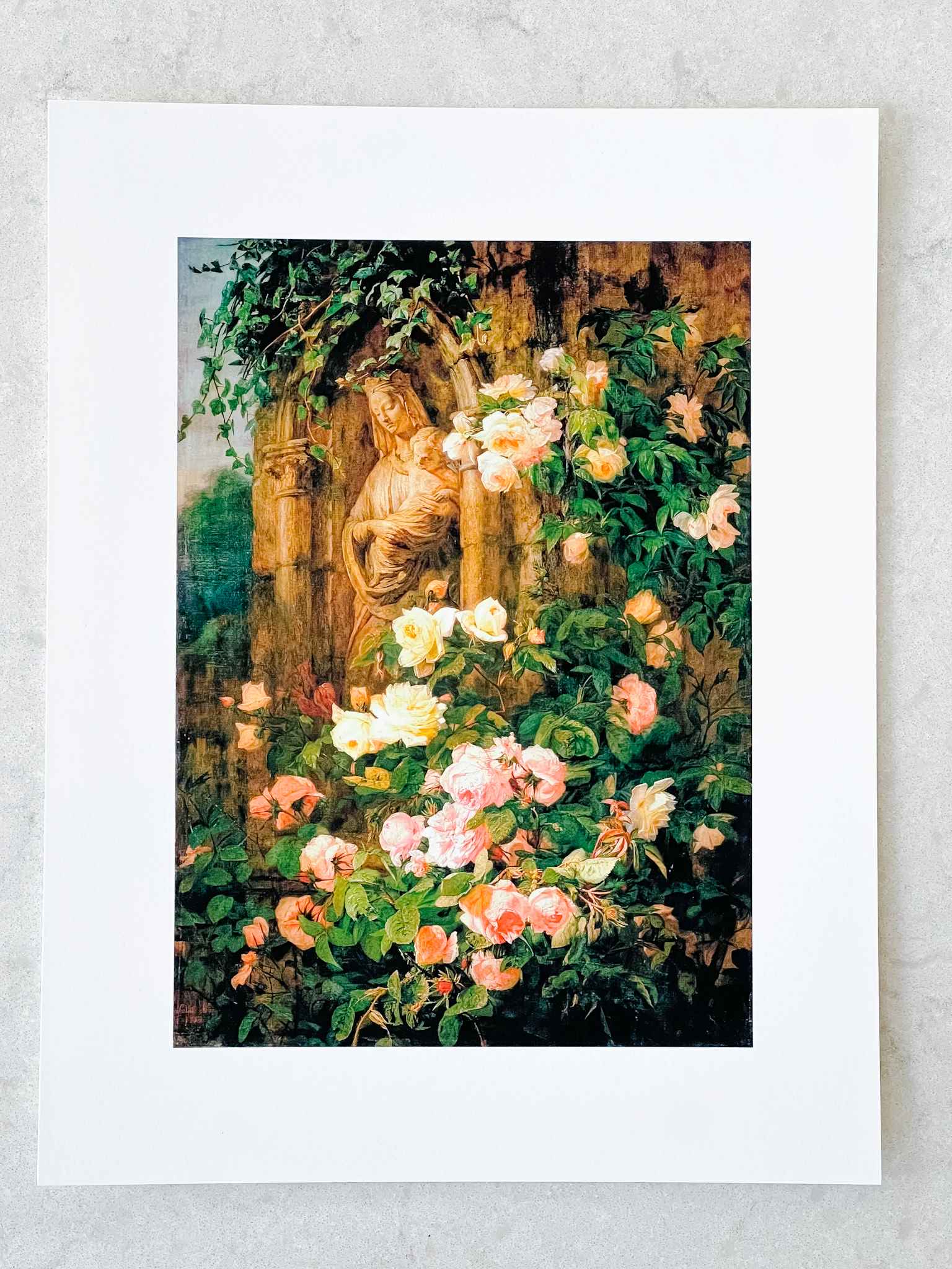 Our Lady of the Roses Wall Art Print - Religious Home Decor for Catholic Devotion & Prayer Room Inspiration