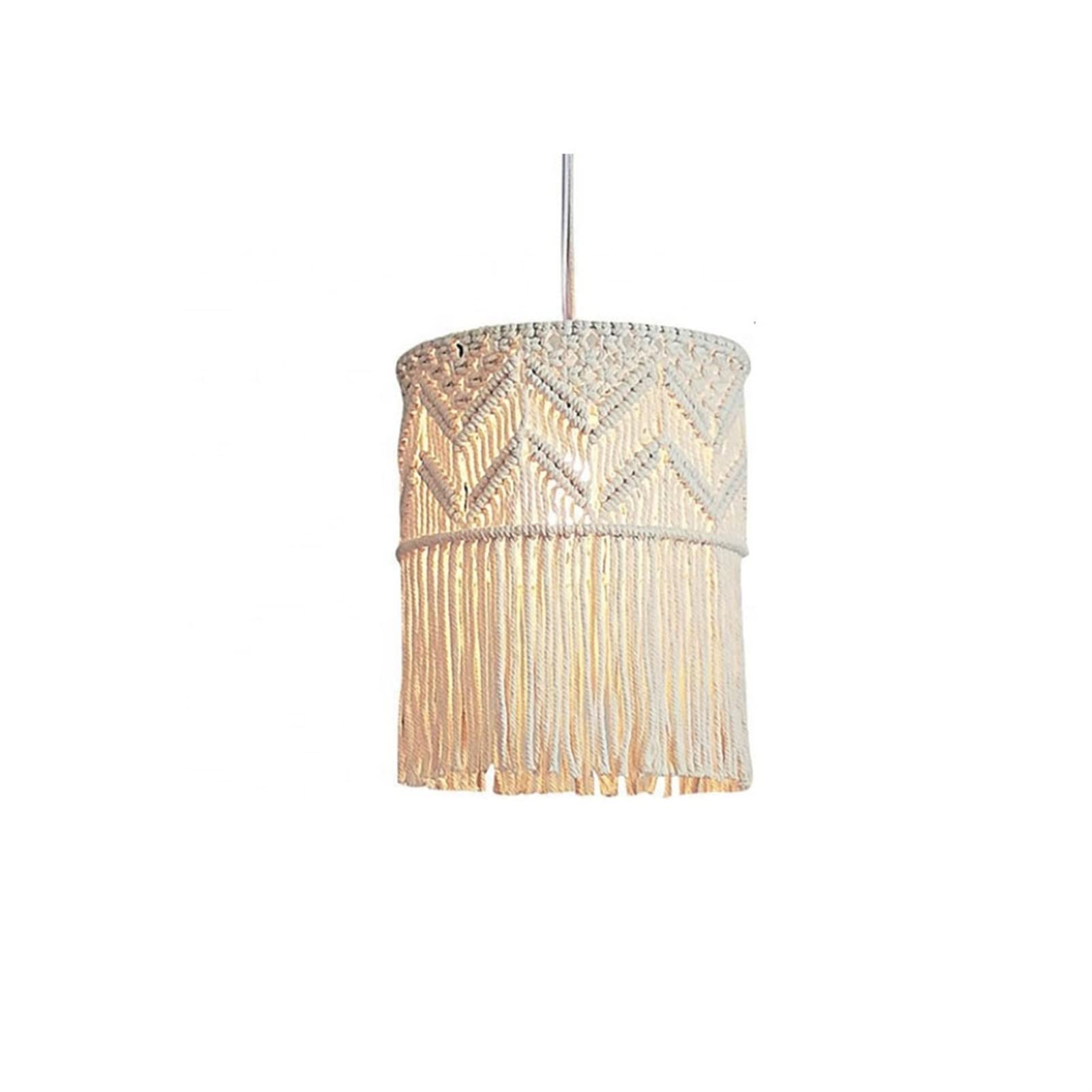 Handmade Cotton Rope Macrame Lamp Shade - Boho Chic Woven Lampshade Cover for Bedroom, Living Room & Nursery Decor (Lamp Not Included) - Perfect for Bohemian, Farmhouse and Coastal Style Home Lighting