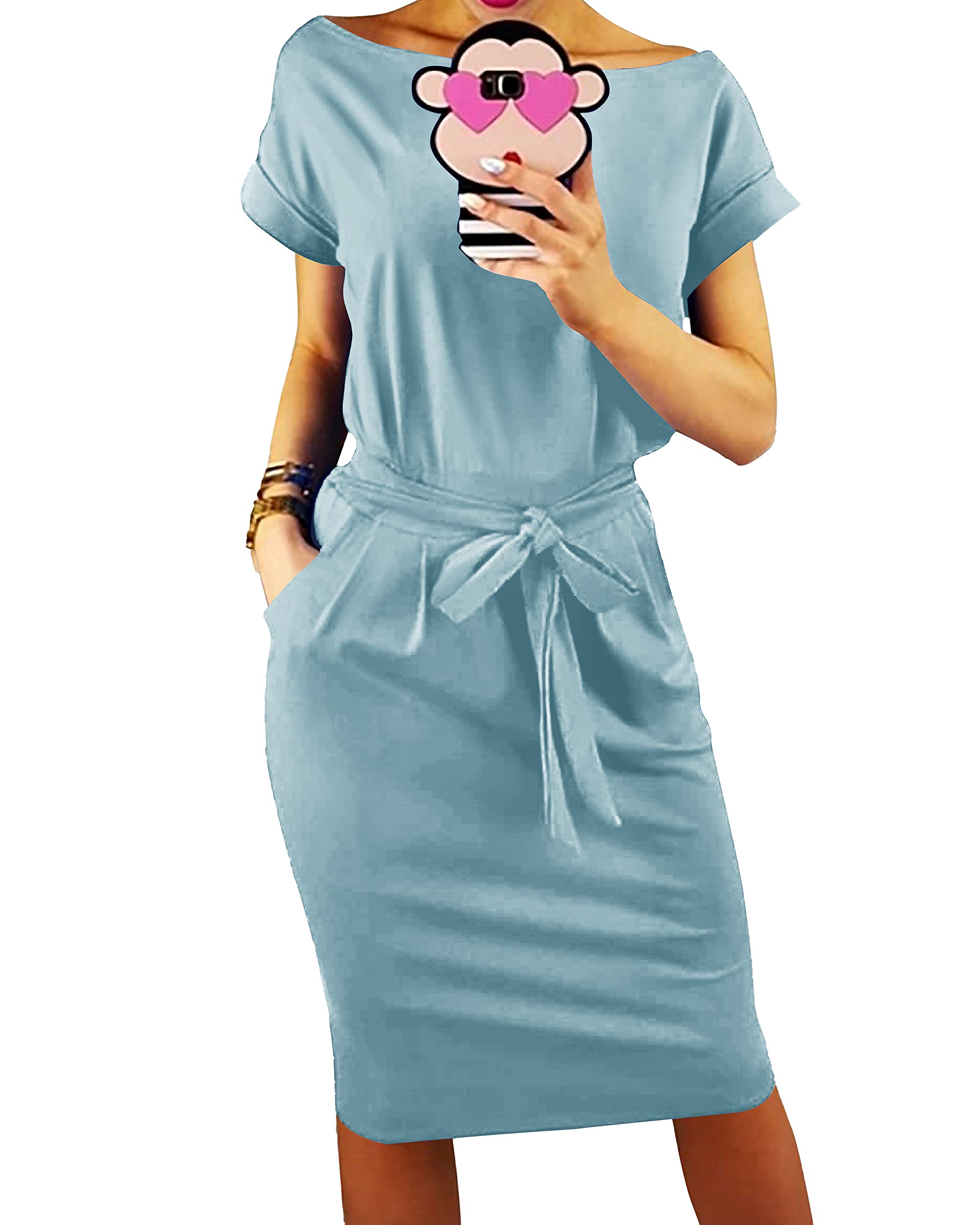 PRETTYGARDEN Women's Summer Striped T-Shirt Dress with Tie Waist & Pockets - Casual Office Wear, Beach Cover Up, and Day Out Dress
