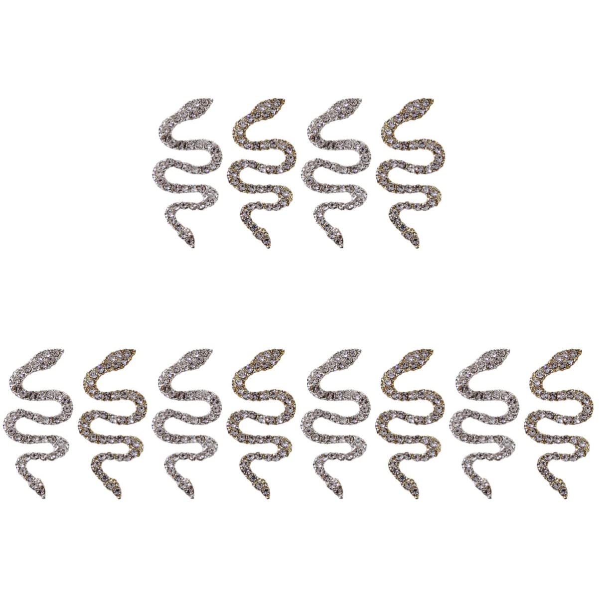 FRCOLOR 3D Snake Nail Charms - 3pcs Silver Glitter Snake-Shaped Nail Art Stickers & Cross Nail Accessories for Halloween, Gothic Nail Designs & Party Nail Decorations