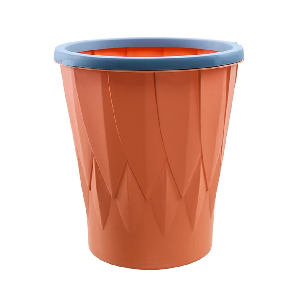 2022 Wenmengyichang Trash Can with Press Ring - 13 Gallon Kitchen & Office Recycling Bin, Lidless Design for Home, Living Room, Bathroom | Space-Saving Waste Basket for Paper, Plastic & Organic Waste (Orange)