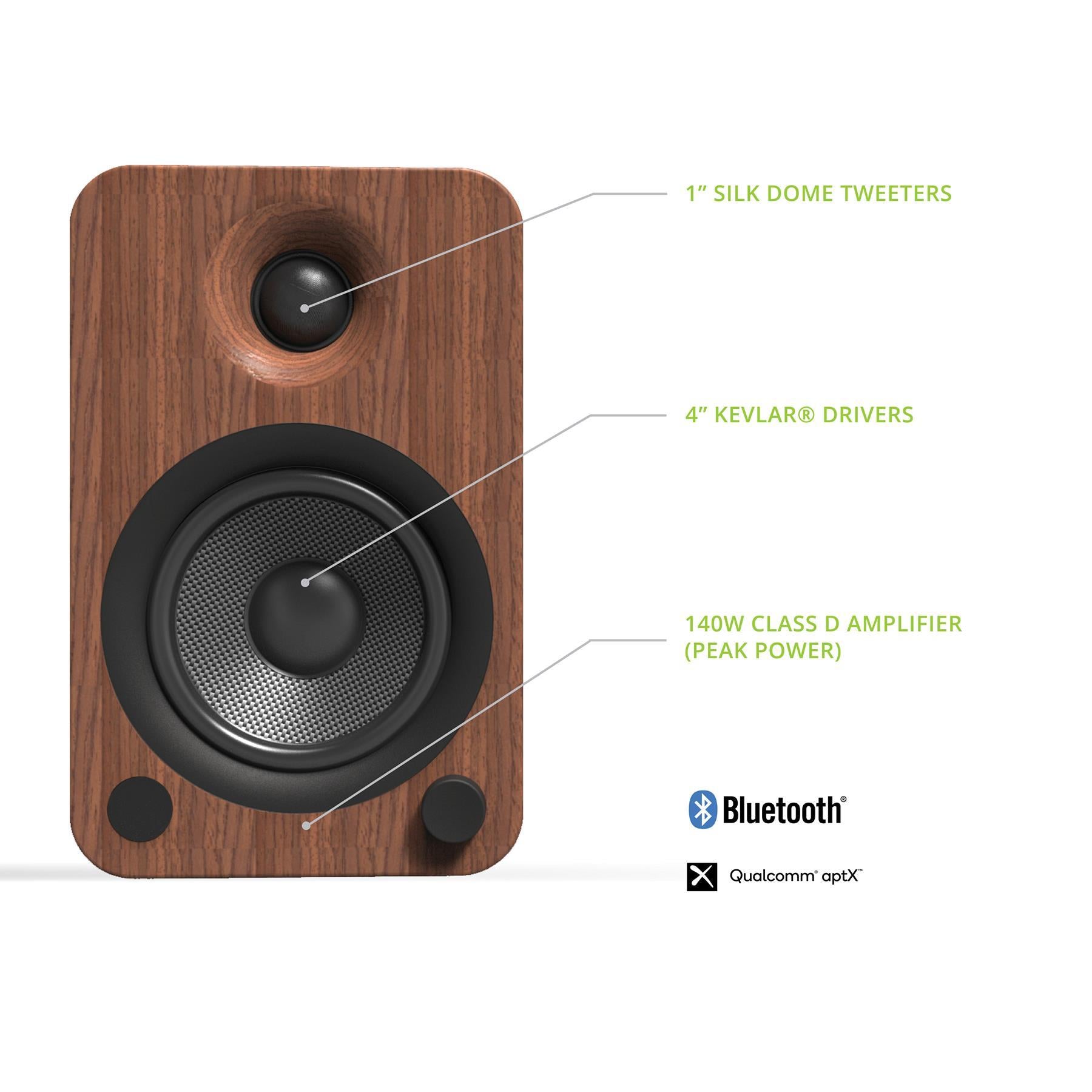 Kanto YU4 Premium Powered Desktop Speakers with Bluetooth 5.0, Phono Preamp - High-Fidelity Audio for Home Office, Gaming & Music Listening