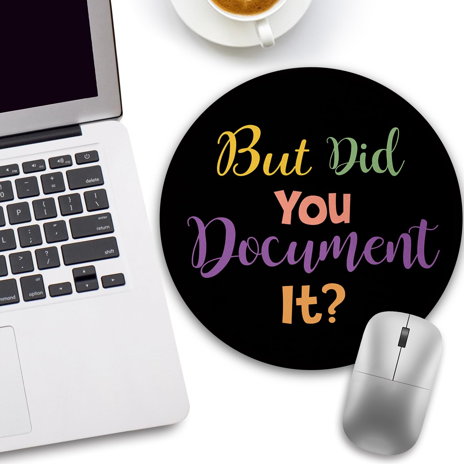 Funny Office Mouse Pad - Small Round Desk Mousepad for Wireless Computer & Laptop - Mini Travel Mouse Pad with 'But Did You Document It' Design - 8.6 x 8.6 Inch - Perfect for Home Office, Work Desk & Business Travel Accessories