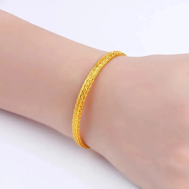 24K Pure Gold Bracelet for Women - 999 Solid Real Gold Adjustable Bangle, Classic & Trendy Fine Jewelry - Perfect for Gifts, Parties & Everyday Elegance (2023 Hot Sell)