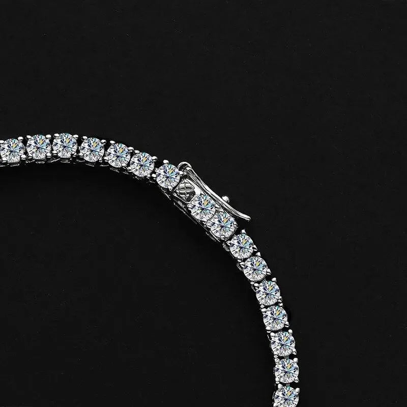 KNOBSPIN Moissanite Tennis Necklace for Women - 925 Sterling Silver Plated 18K White Gold Wedding Jewelry with Certificate | Elegant Bridal Gift, Anniversary Present & Formal Occasion Accessory