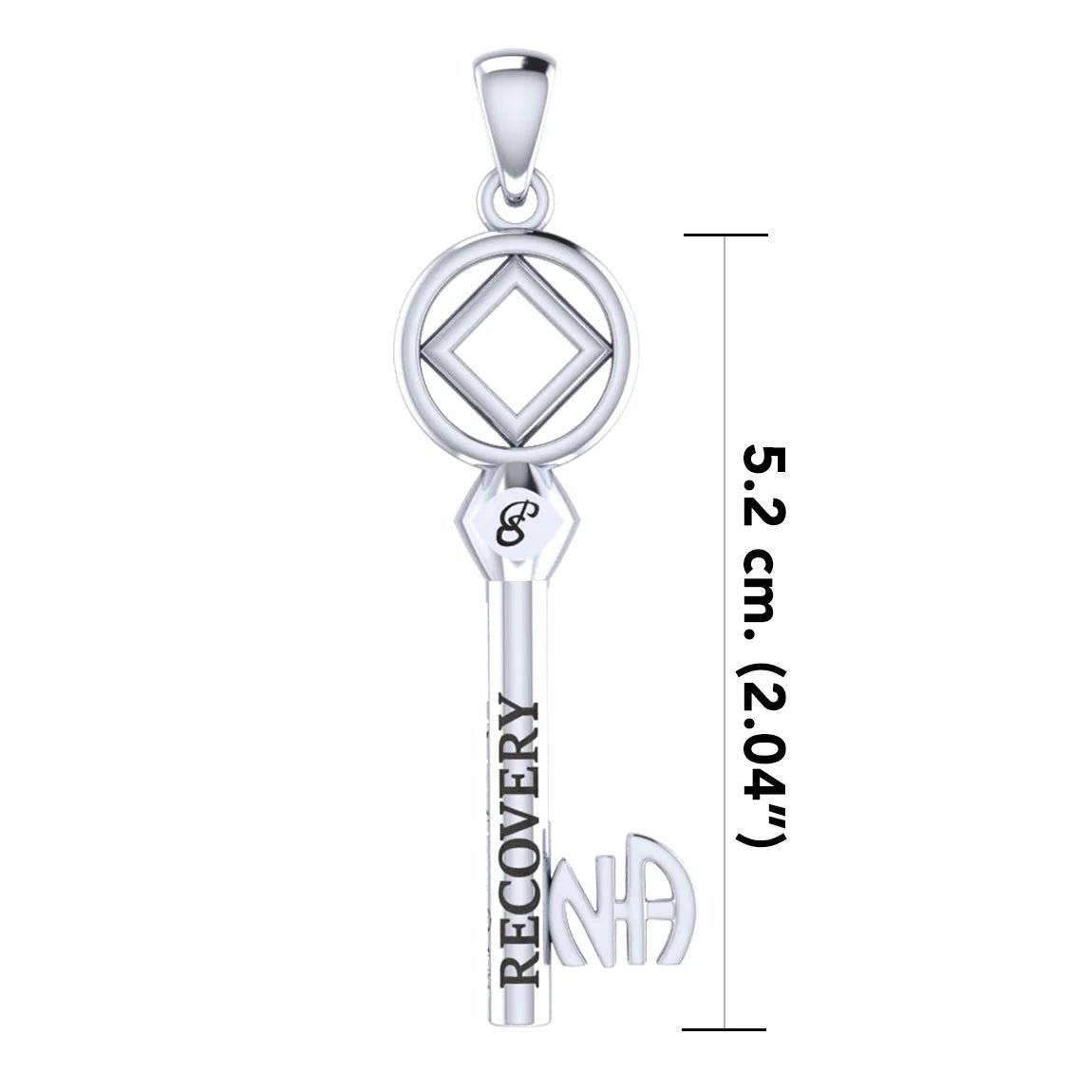 AA or NA Symbol Sterling Silver Encouragement Recovery Key Pendant - Perfect for 12-Step Meetings & Sobriety Gifts