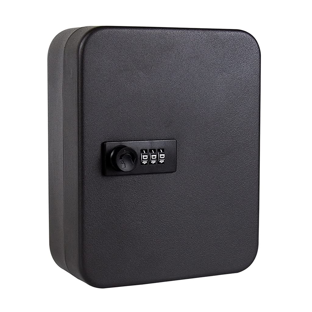 Wall-Mounted Key Storage Cabinet with 3-Digit Combination Lock - 45 Holes Metal Hook Key Organizer for Home, Office & Real Estate - Black (Perfect for Kitchen, Entryway & Property Management)